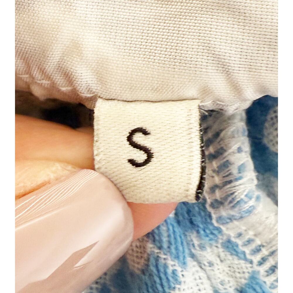 Cecilie Copenhagen Women's Teresa Cotton Shorts Resort Smocked Waist Blue White - Picture 10 of 11